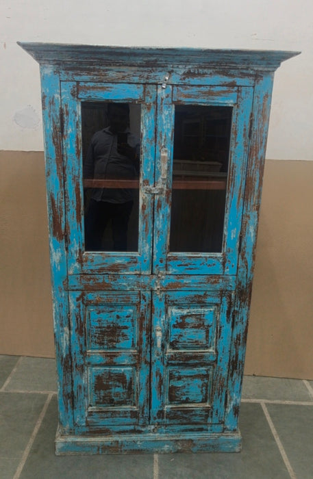 WOODEN AND GLASS ALMIRAH  96X45X174cm