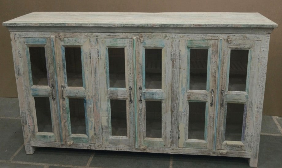WOODEN AND GLASS SIDEBOARD  180X45X105cm